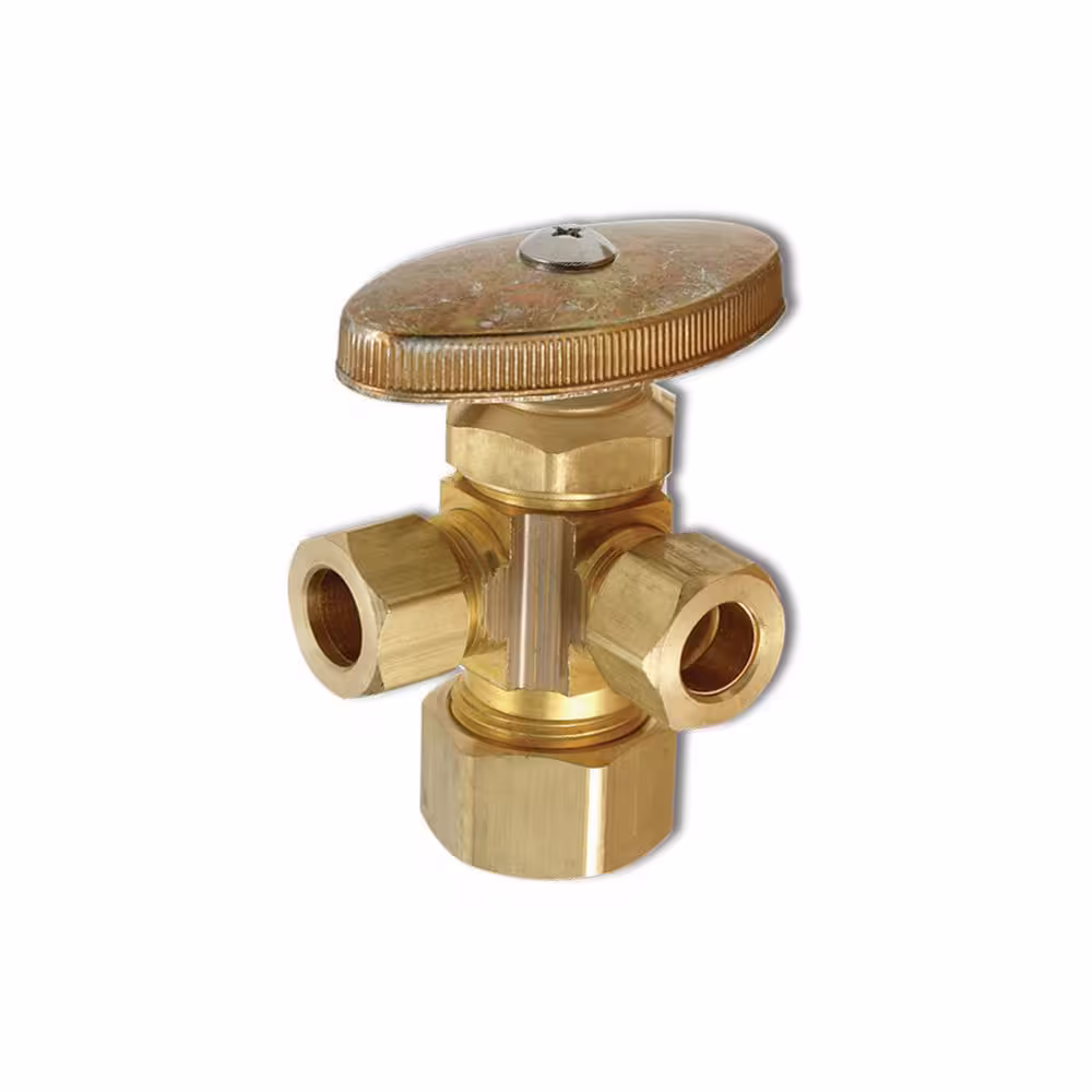 BrassCraft 1/2 in. Nominal Compression Inlet x 3/8 in. O.D. Compression x 1/4 in. O.D. Compression Dual Outlet Multi-Turn Valve