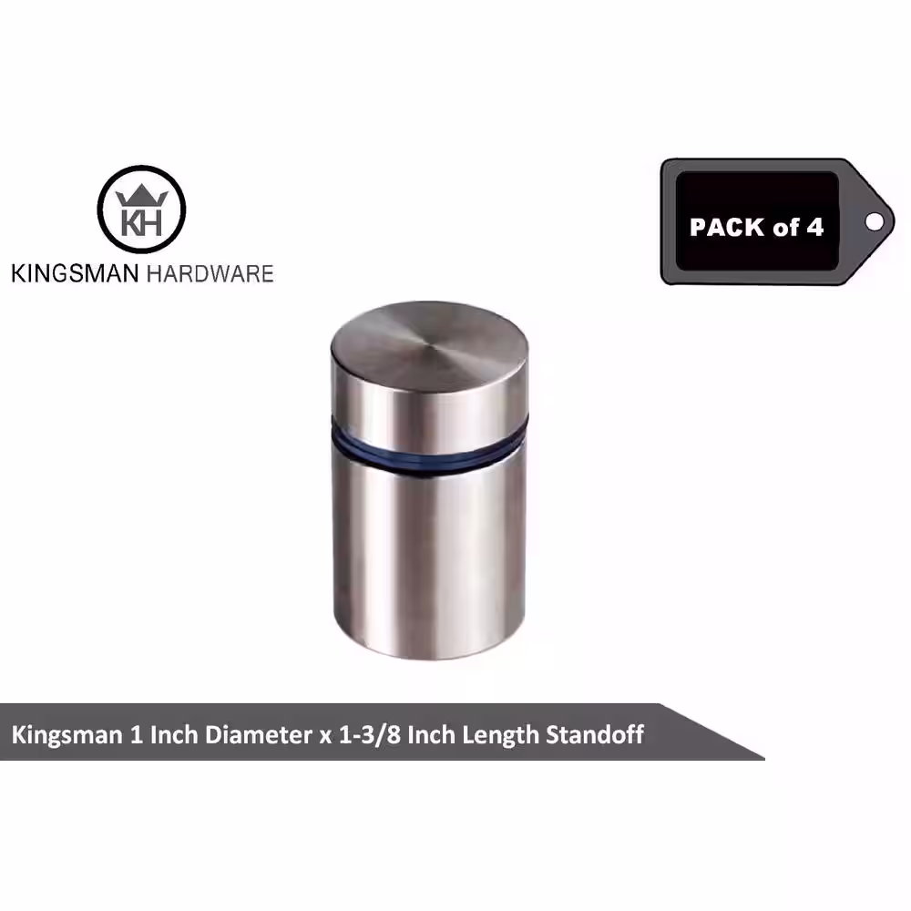 None 1 in. Dia x 1-3/8 in. L Stainless Steel Standoffs for Signs (4-Pack)