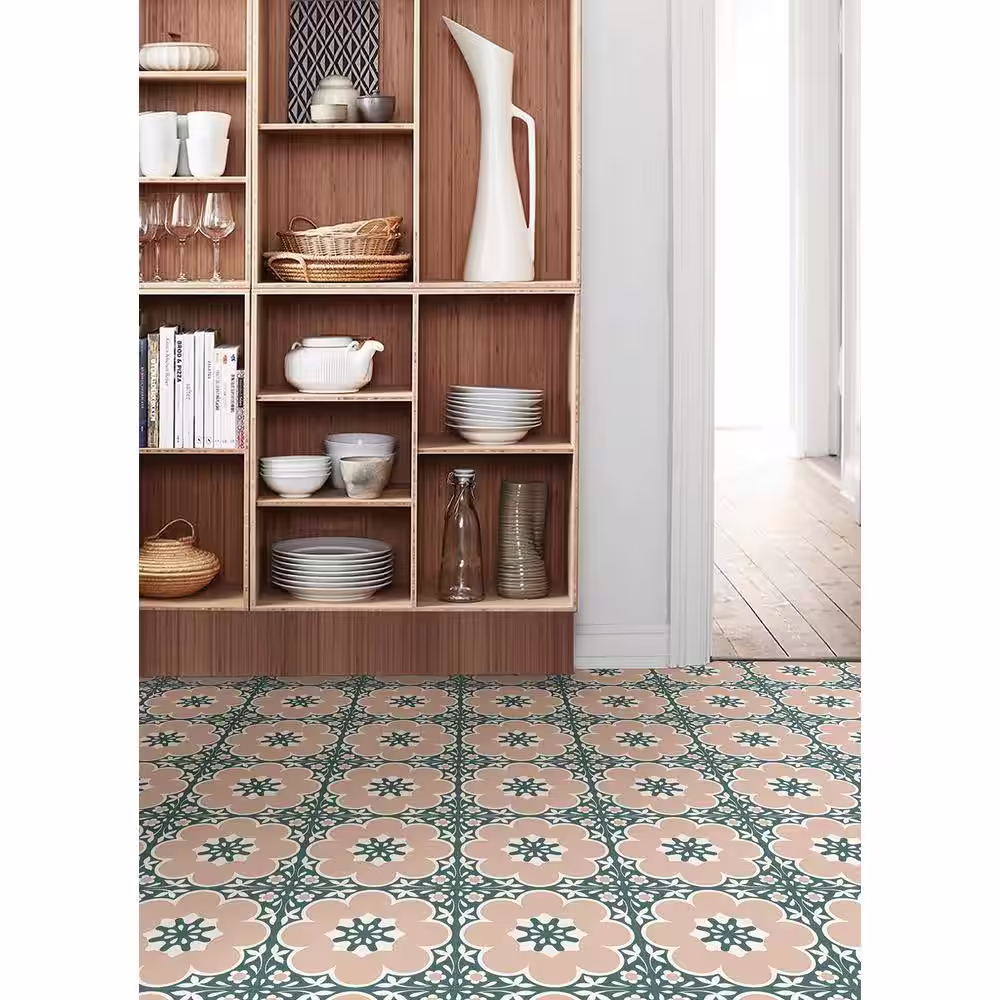 FloorPops Daphne 12 in. W x 12 in. L Pink Peel & Stick Vinyl Tile Flooring (20 sq. ft./case)