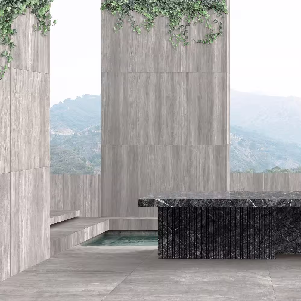 Ivy Hill Tile Atlanta Grigio 23.45 in. x 47.07 in. Matte Travertine Look Porcelain Floor and Wall Tile (31 sq. ft./Case)