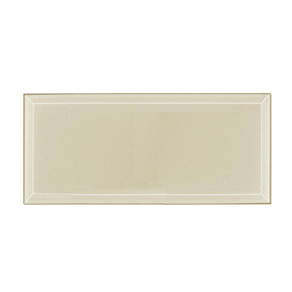 ABOLOS Frosted Elegance Cream Beveled Large Format Subway 8 in. x 16 in. in. Glossy Glittery Glass Wall Tile (0.89 sq. ft.)
