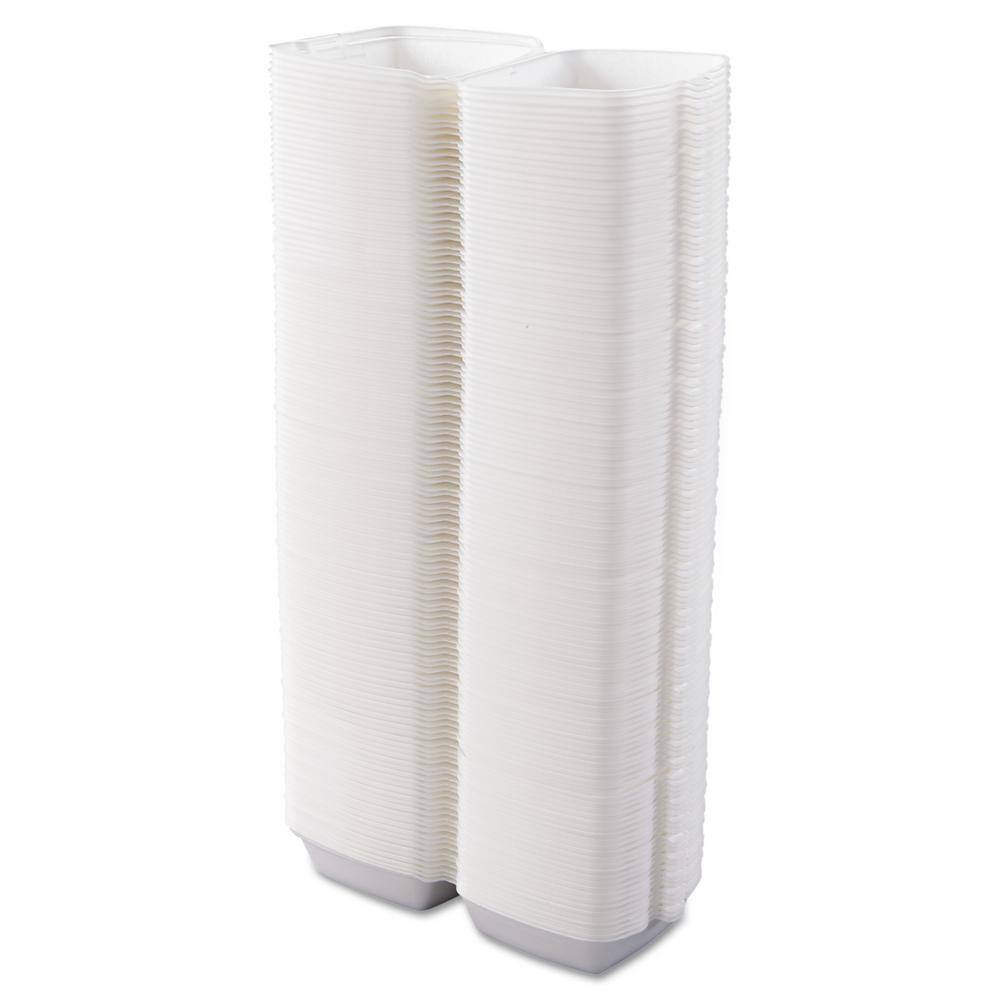 DART Hinged Insulated Foam Carryout Food Container, 5-9/10 in. x 6 in. 3 in., White, 500 per Case