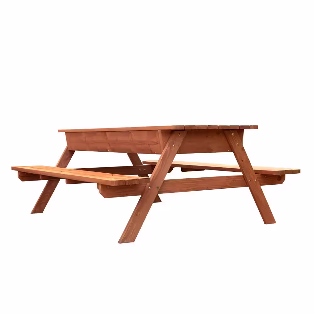 Leisure Season Rectangle 71 in. W x 63 in. D x 29 in. H Wooden Brown Picnic Table with Storage