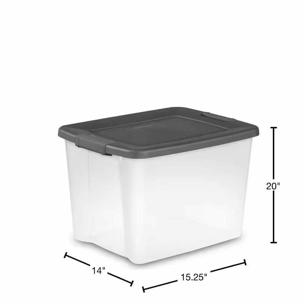 Sterilite 50 qt. Stackable Latching Clear Base Storage Shelf Tote (18-Pack)