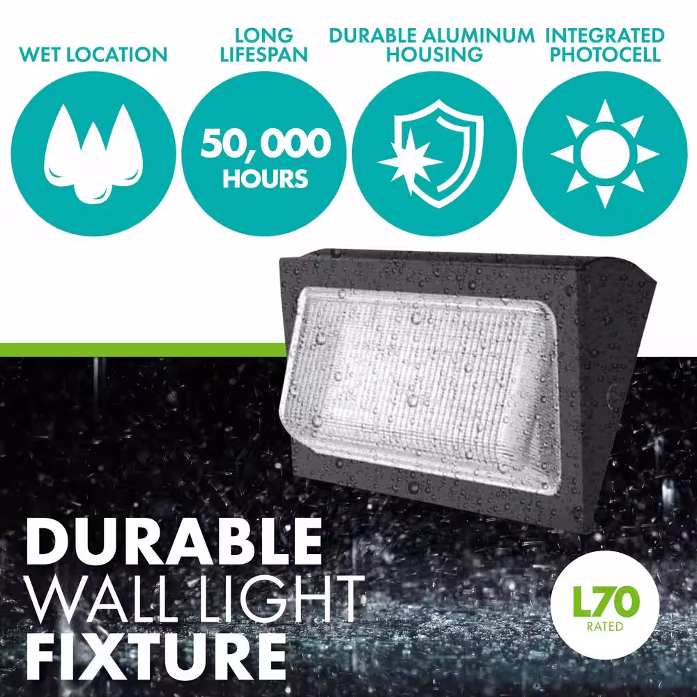 Simply Conserve 100/150/175-Watt Equivalent Integrated LED Bronze Wet Rated Adjustable Wall Pack Light, 3000K/4000K/5000K