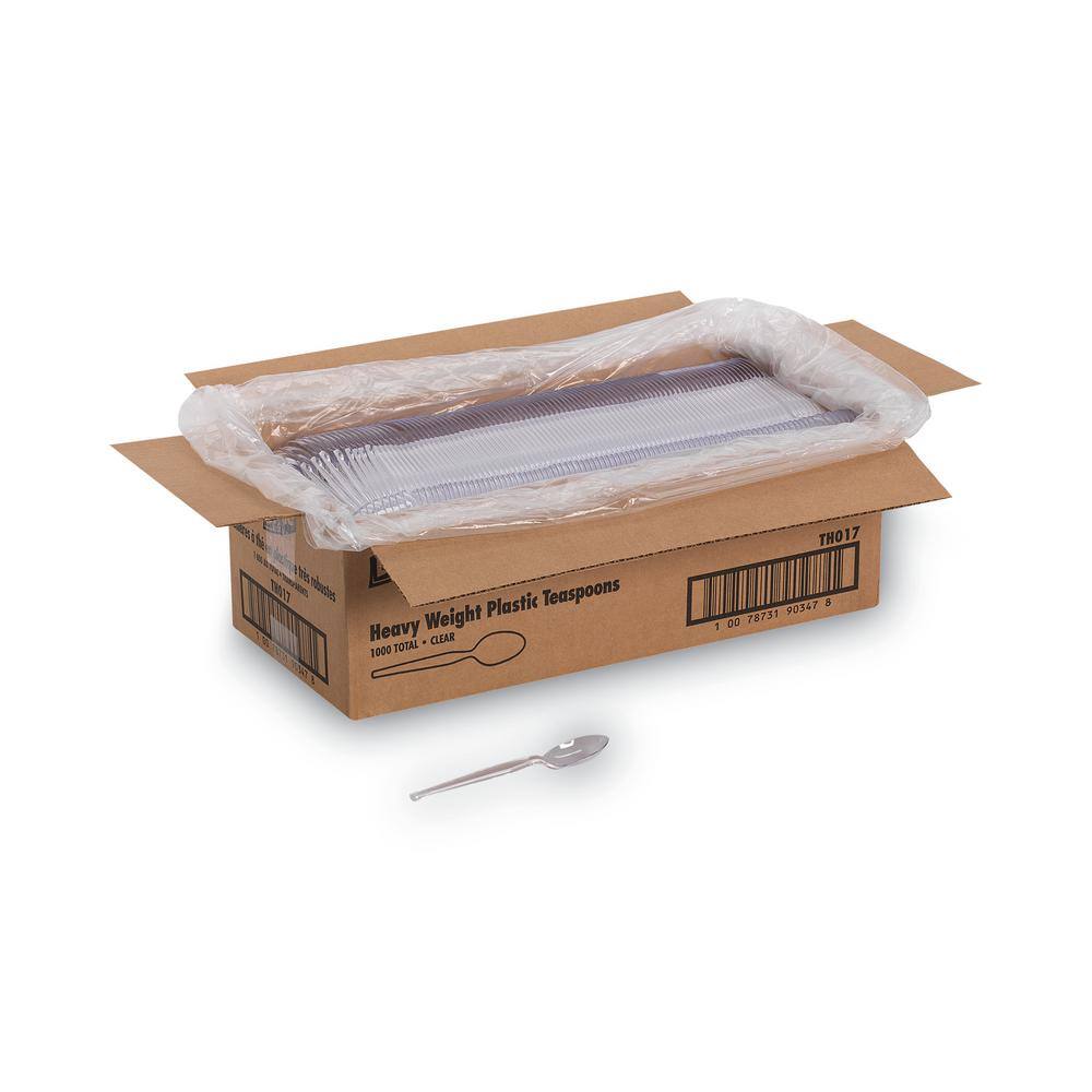 DIXIE Crystal Clear 6 in. Heavyweight Disposable Polystyrene Utensils, Teaspoons, 1,000/Carton