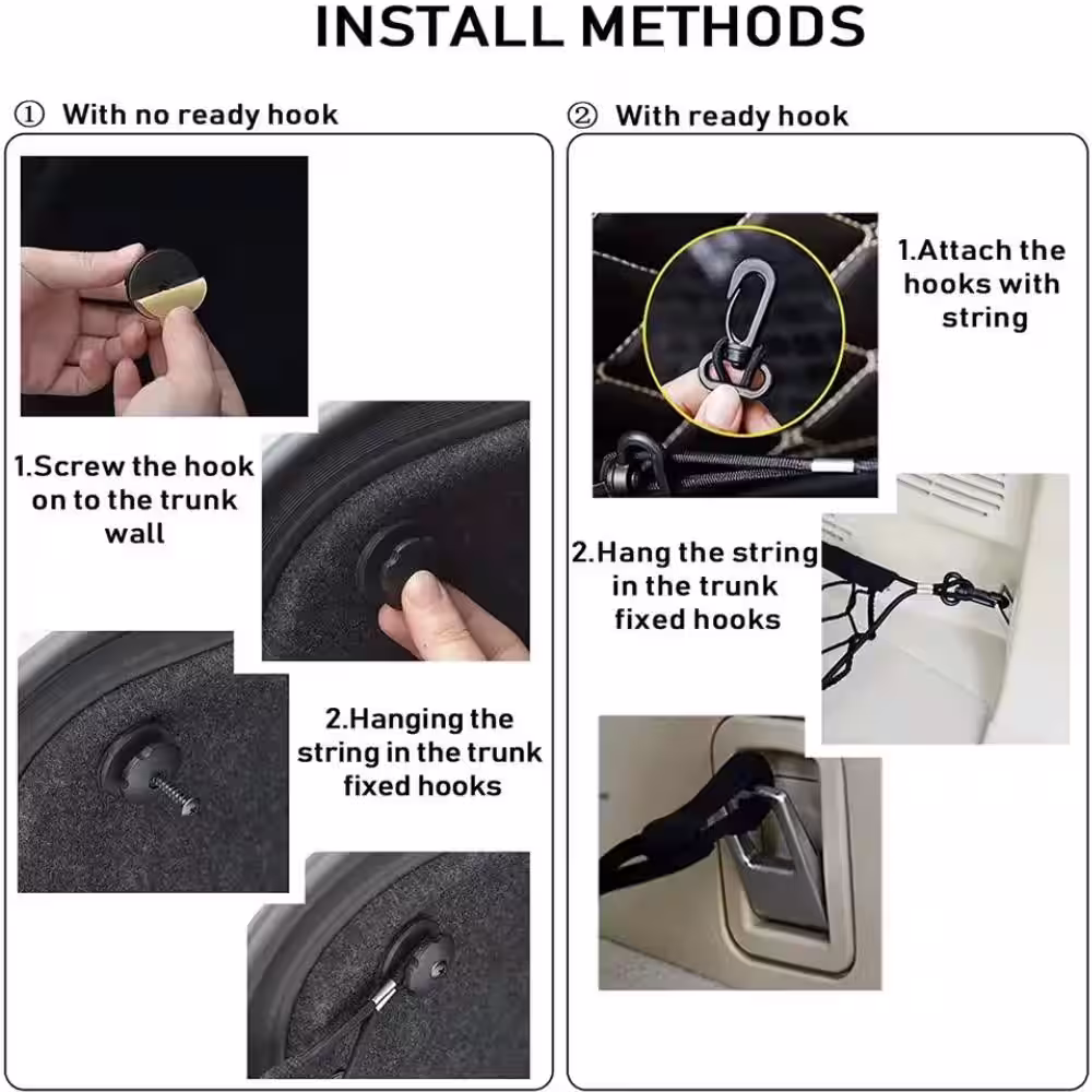 Shatex Stretchable Cargo Net, 43.3 x 15.8 in., Adjustable Elastic Trunk Storage Net Rope with Hook