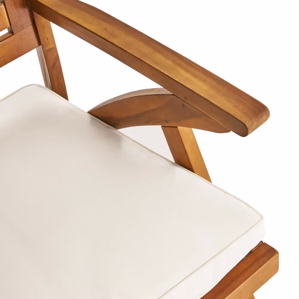 Noble House Hermosa 30 in. Teak Brown 7-Piece Wood Oval Outdoor Dining Set with Cream Cushions