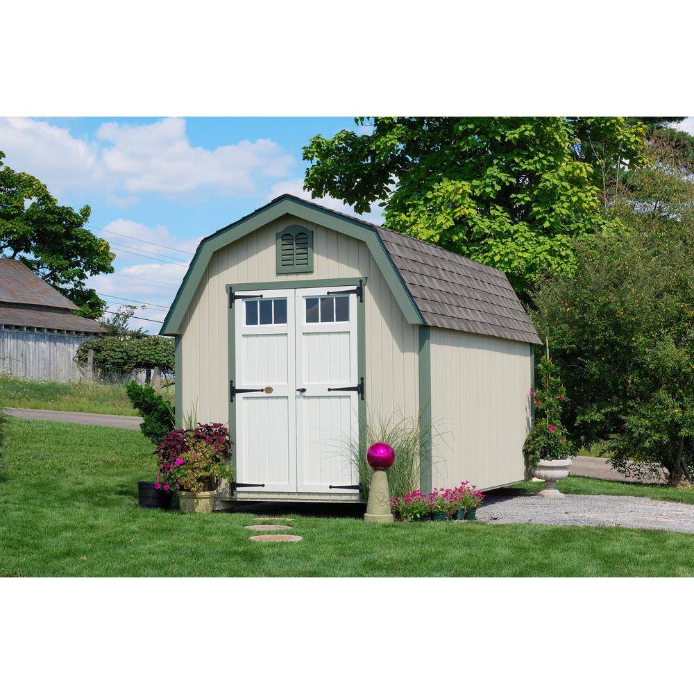 LITTLE COTTAGE CO. Colonial Greenfield 10 ft. x 10 ft. Wood Storage Building DIY Kit with 4 ft. Sidewalls with Floor