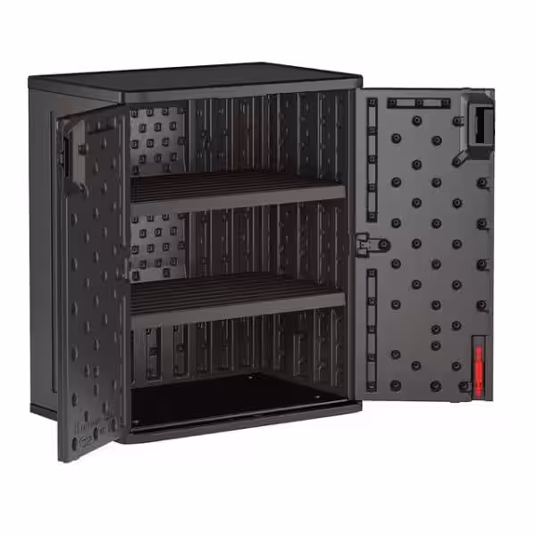 Suncast Commercial 30 in. W x 36 in. H x 20.25 in. D Plastic Freestanding Garage Base Cabinet in Slate