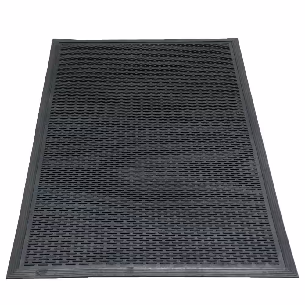 Rubber-Cal Dura-Scraper Linear 60 in. x 36 in. Black Rubber Door Mat