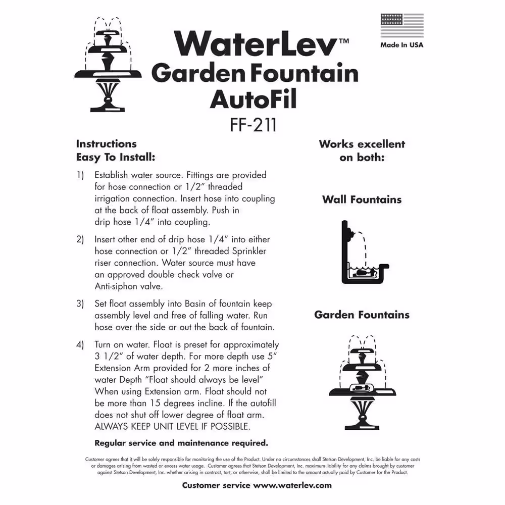 Sunnydaze Decor WaterLev Auto-Fill System for Outdoor Fountains Maintains The Water Level