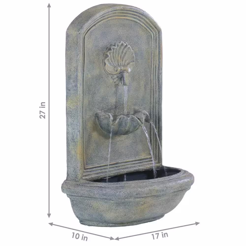 Sunnydaze Decor Seaside French Limestone Electric Powered Outdoor Wall Fountain