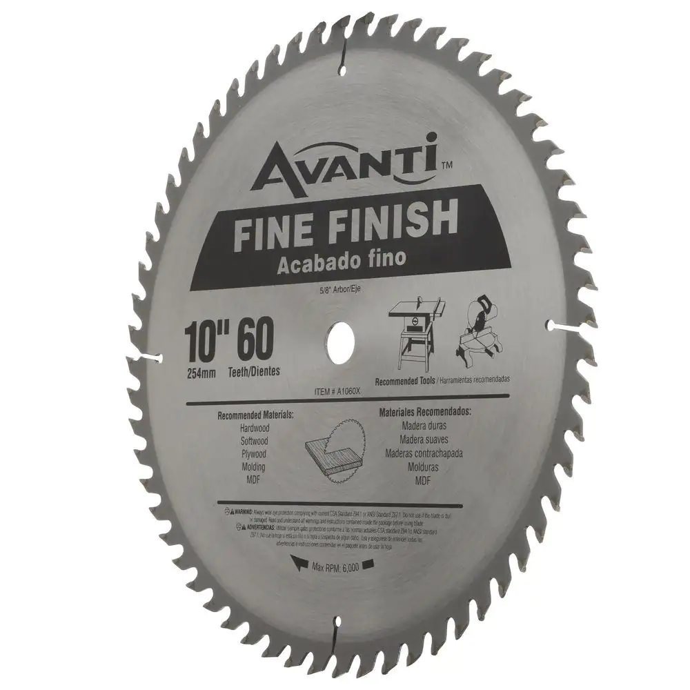 Avanti 10 in. x 60-Tooth Fine Finish Circular Saw Blade