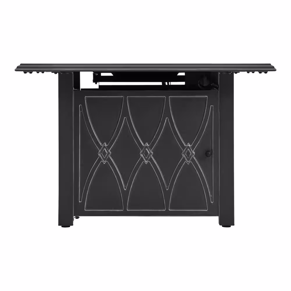 Home Decorators Collection Kendrick 39.96 in. x 39.96 in. Square Steel Propane Gas Black Fire Pit