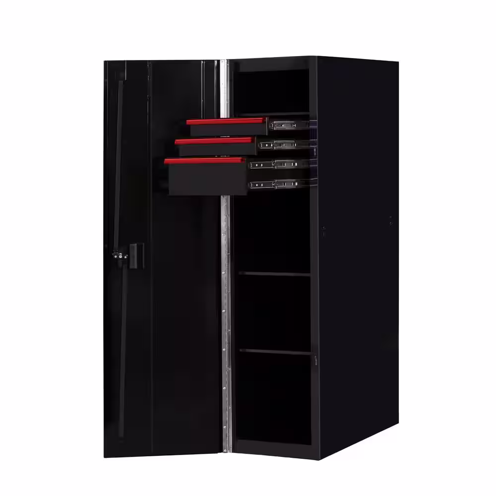 Extreme Tools 19 in. 3-Drawer Side Locker Tool Chest in Black with Red Handles and Trim