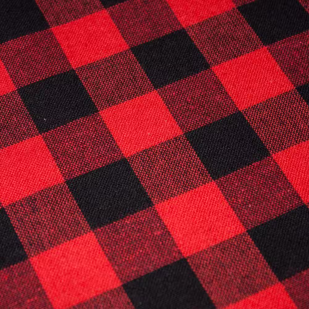 Lintex Buffalo Check 70 in. Round Black/Red 100% Cotton Table Cloth for any Table