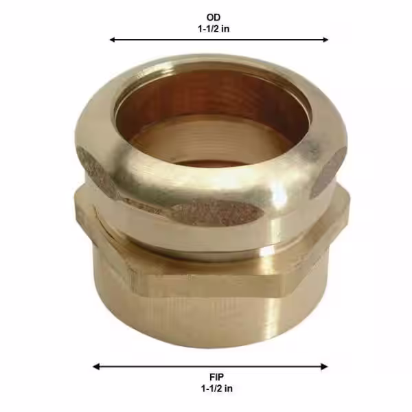 BrassCraft 1-1/2 in. O.D. Compression x 1-1/2 in. FIP Brass Waste Connector with Tube Stop in Rough Finish