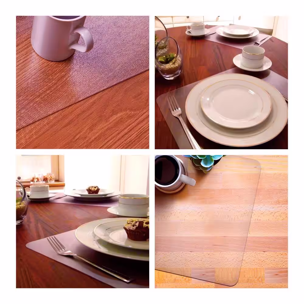 Floortex 12 in. x 18 in. Clear Anti-Microbial Vinyl Rectangular Placemats (Set of 4)