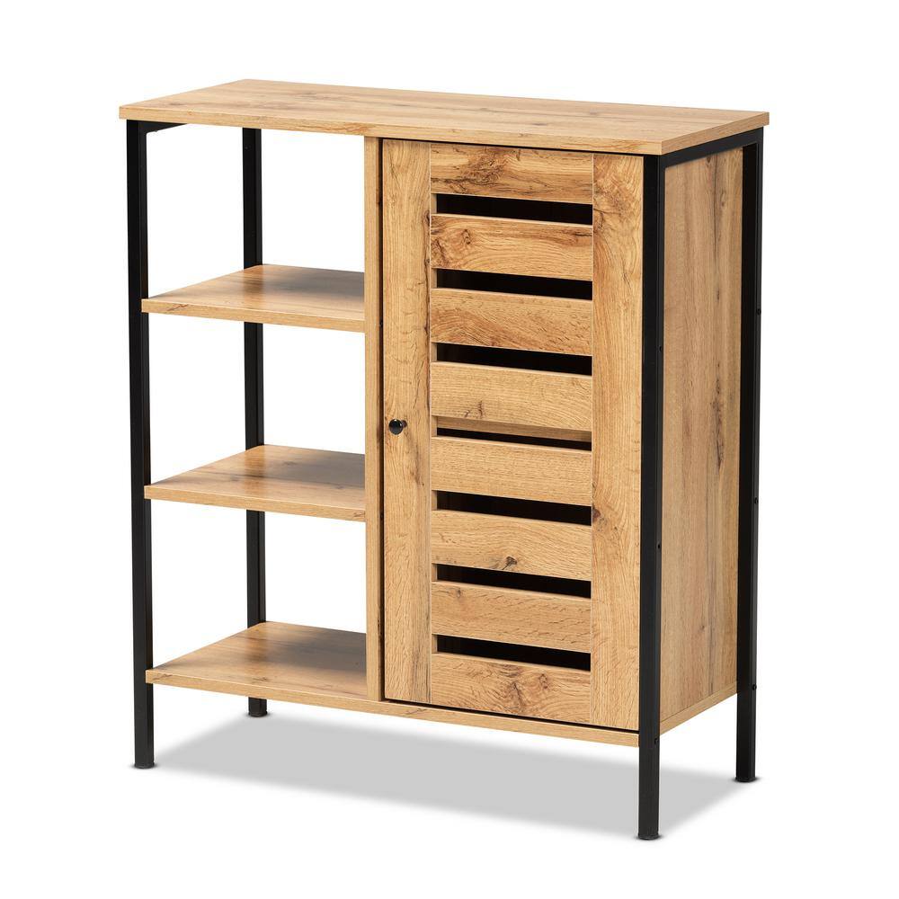 Baxton Studio 31.5 in. H x 27.6 in. W Brown Wood Shoe Storage Cabinet