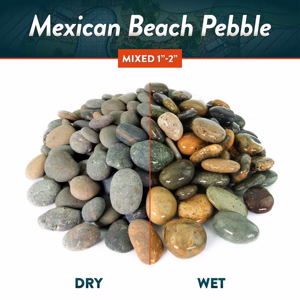 Southwest Boulder & Stone 21.6 cu. ft., 3 in. to 5 in. 2000 lbs. Mixed Mexican Beach Pebble Smooth Round Rock for Garden and Landscape Design