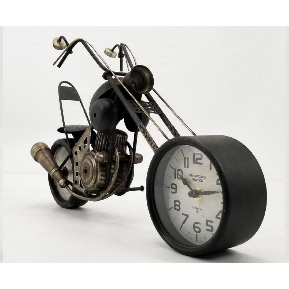 Peterson Artwares Black Metal Motorcycle Table Clock