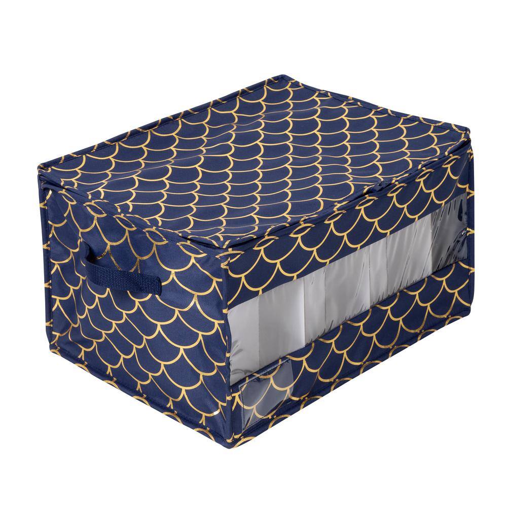 Honey-Can-Do Navy Blue/Gold Stemware Storage Box (Set of 2)