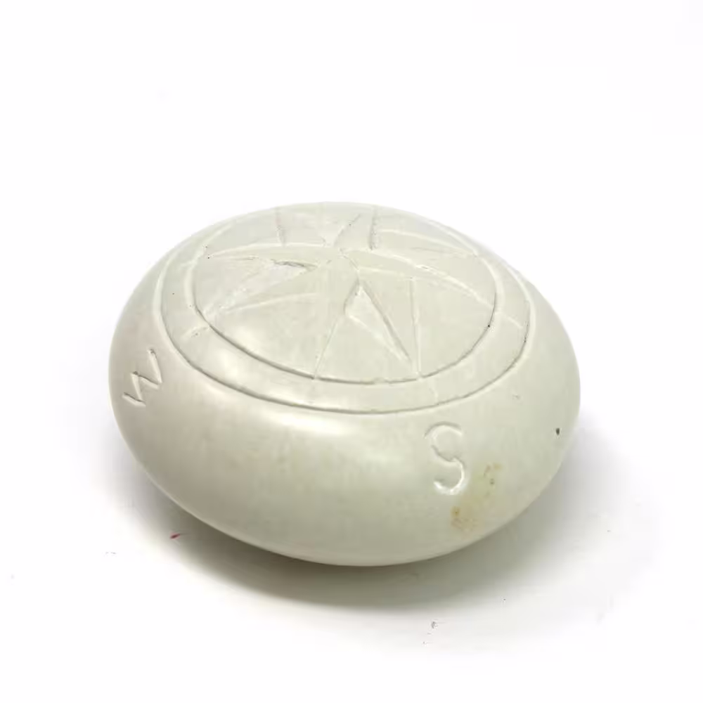 None Compass White Paper Weight Desk Accent