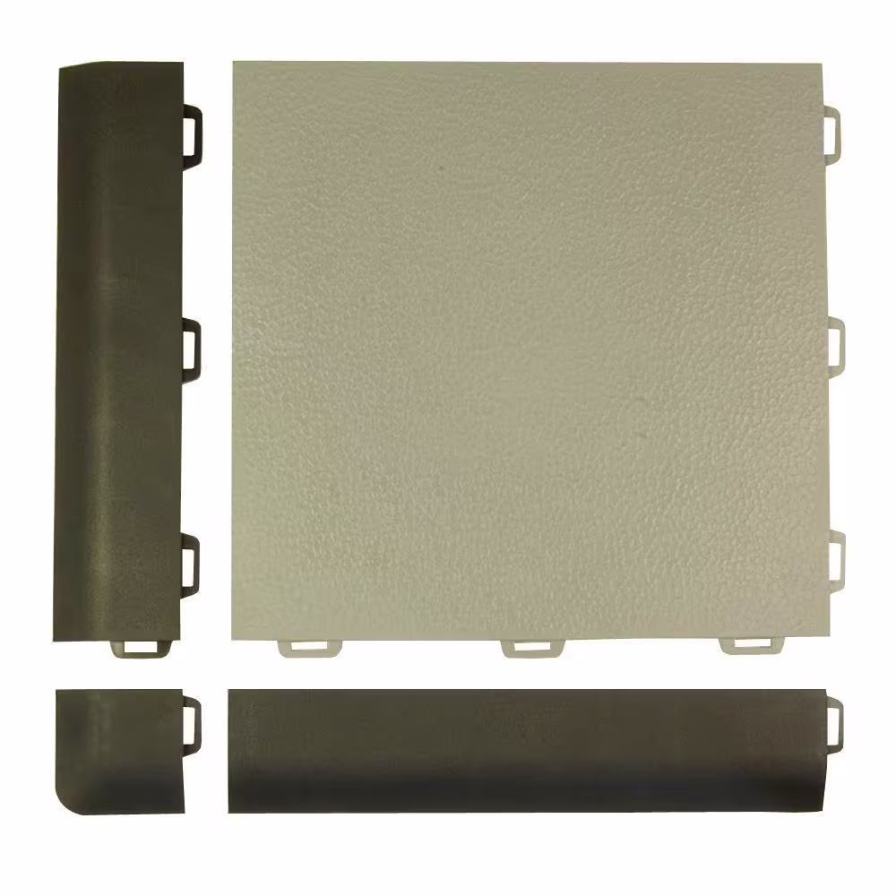 Greatmats StayLock Orange Peel Top Gray 12 in. x 12 in. x 0.56 in. PVC Plastic Interlocking Basement Floor Tile (Case of 26)