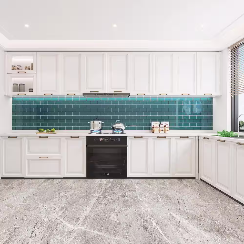 Giorbello Dark Teal 3 in. x 6 in. x 8 mm Glass Subway Tile (5 sq. ft./case)