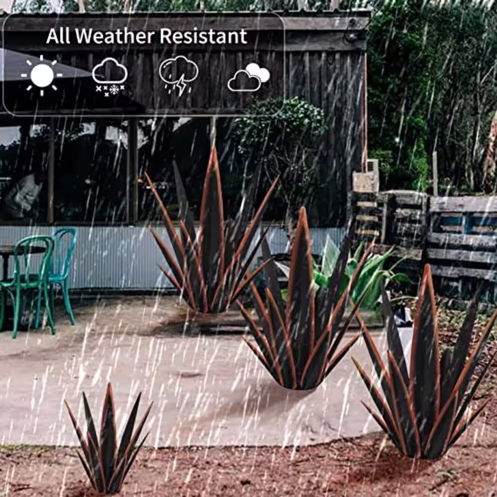 None Metal Agave Yard Art, Tequila Rustic Garden Sculpture Statue, Metal Agave Plants Outdoor Decor, Agave Metal Plants