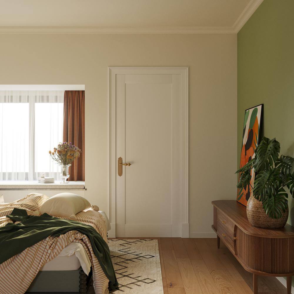 None 24 in. x 80 in. White 1-Panel Blank Solid Core Composite MDF Wood Primed Interior Door Slab for Pocket Door
