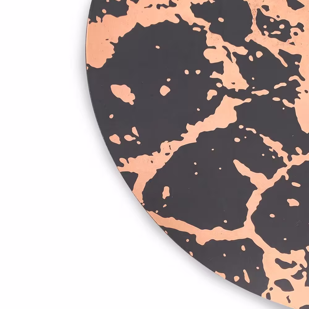 Dainty Home Marble 15 in. x 15 in. Black/Rose Gold Cork Placemat (Set of 6)