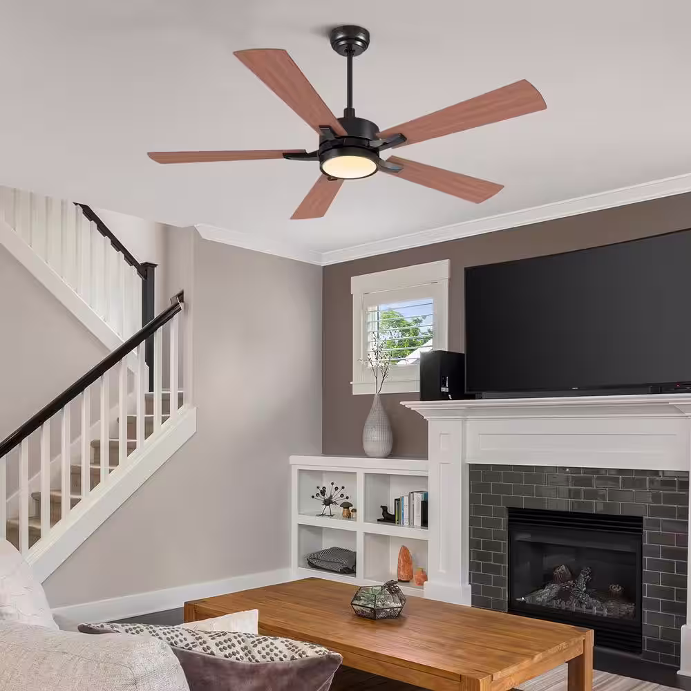 CARRO Everest 52 in. Dimmable LED Indoor/Outdoor Black Smart Ceiling Fan, Light and Remote, Works with Alexa/Google Home/Siri