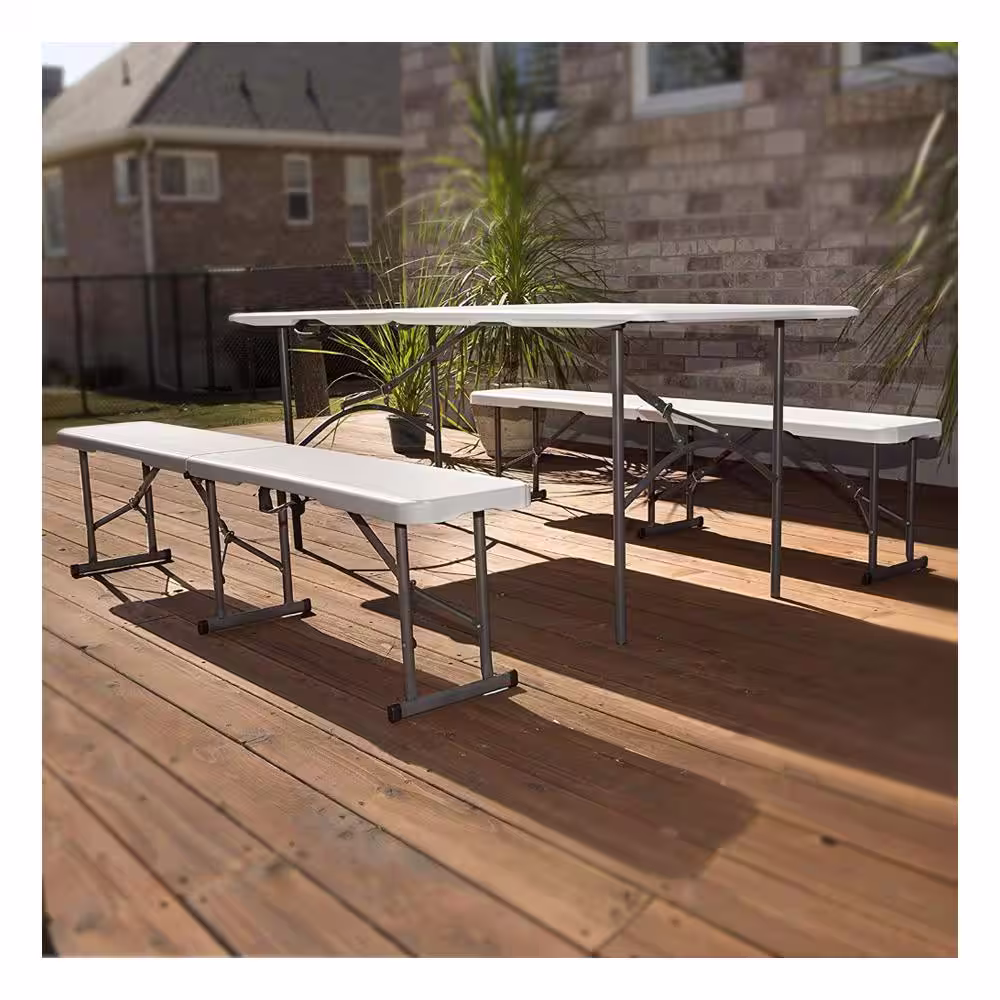 Lifetime White Outdoor 6 ft. Fold-in-Half Folding Bench.