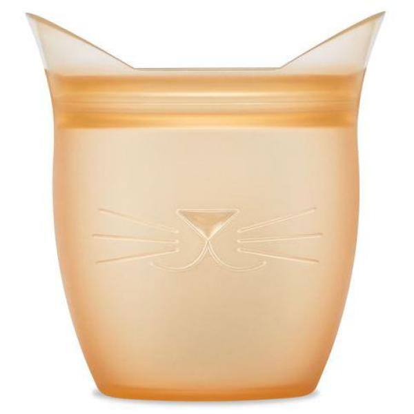 None Cat, Orange Reusable Silicone 4 oz. Baby and Kid Snack Zippered Storage Container