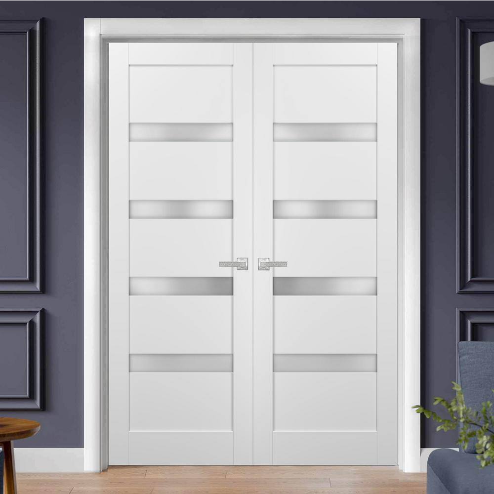 Sartodoors 4113 48 in. x 80 in. Single Panel White Finished Pine Wood Interior Door Slab with Hardware