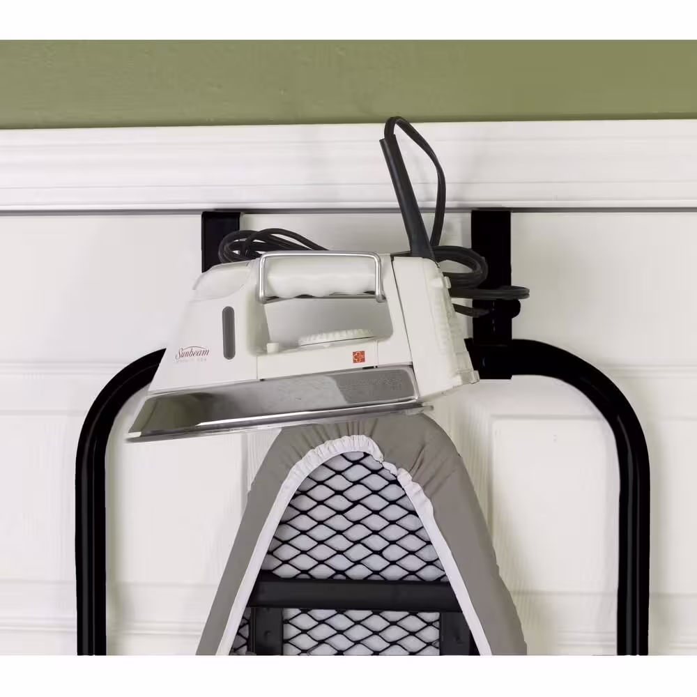 HOUSEHOLD ESSENTIALS Over the Door Ironing Board in Matte Black with Padded Board Cover