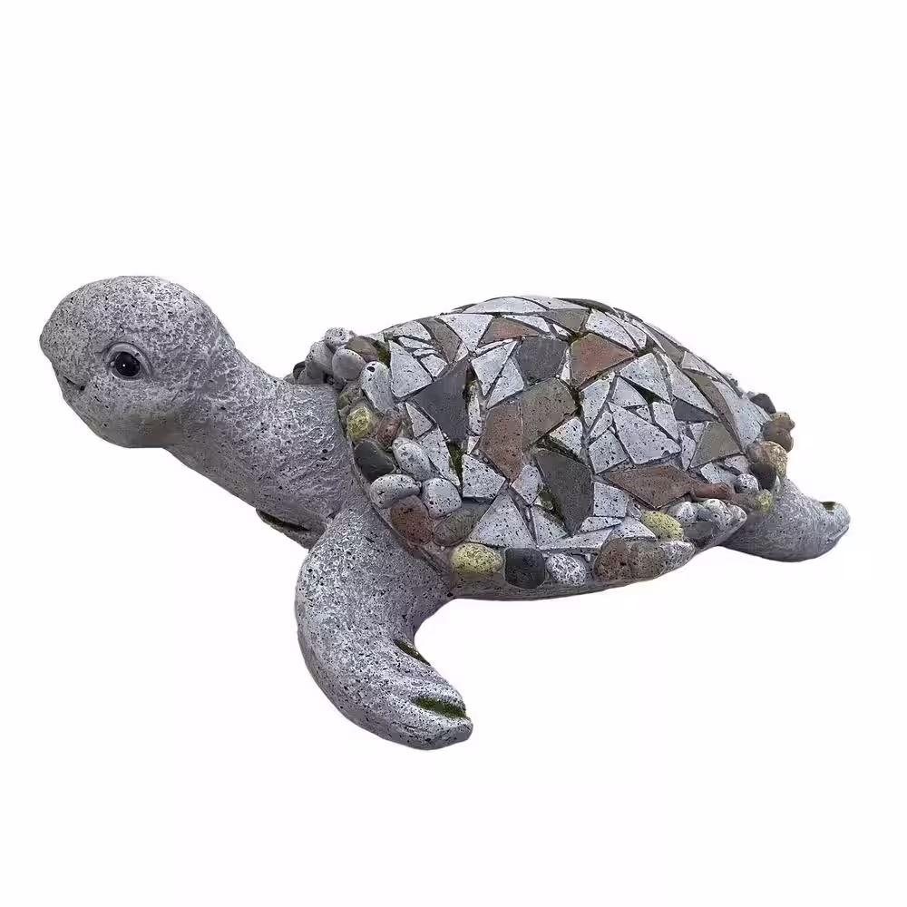 Galt International Turtle Garden Statue Mossy Mosaic Shell Resin Sea