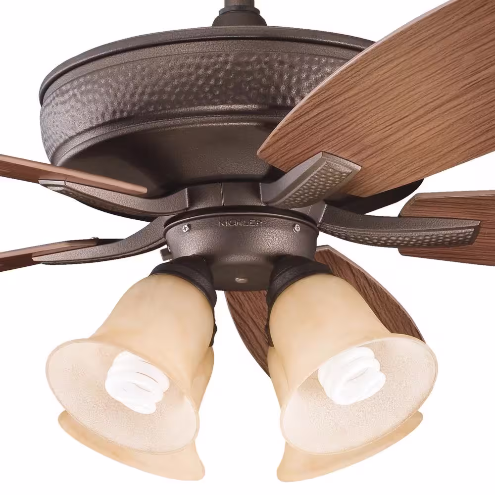 KICHLER Monarch II Patio 52 in. Outdoor Weathered Copper Downrod Mount Ceiling Fan with Remote