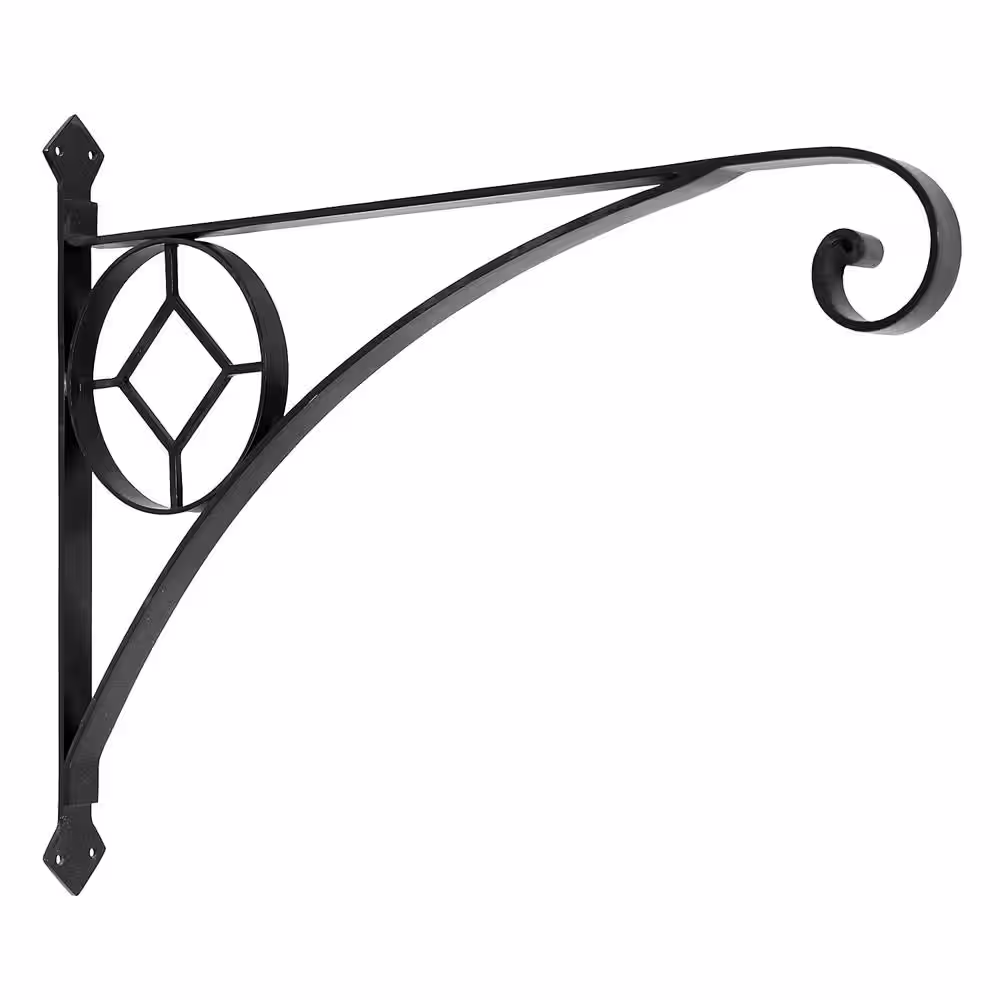 ACHLA DESIGNS 23.5 in. Geometric Corona Shelf Bracket Large Long in Black Powder Coat