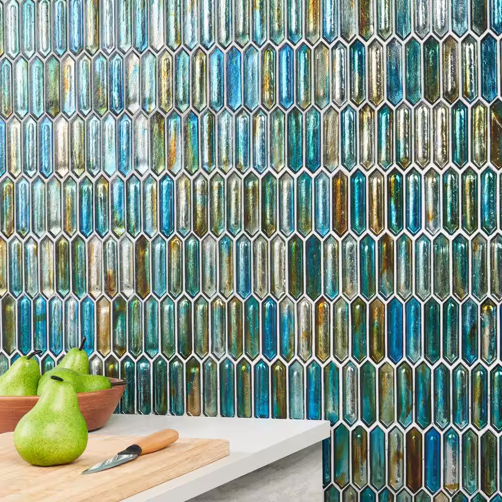 Ivy Hill Tile Fargin Tropical Lagoon Elongated Hexagon 12 in. x 10 in. x 7mm Polished Glass Mosaic Tile (0.82 sq. ft.)