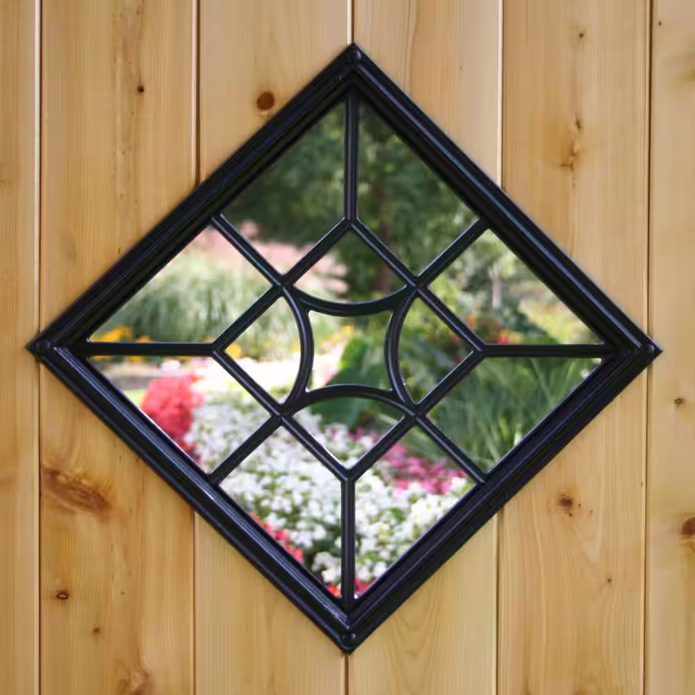 NUVO IRON 15 in. x 15 in. Black Cast Aluminum Square/Diamond Insert for Wooden Gate or Fence