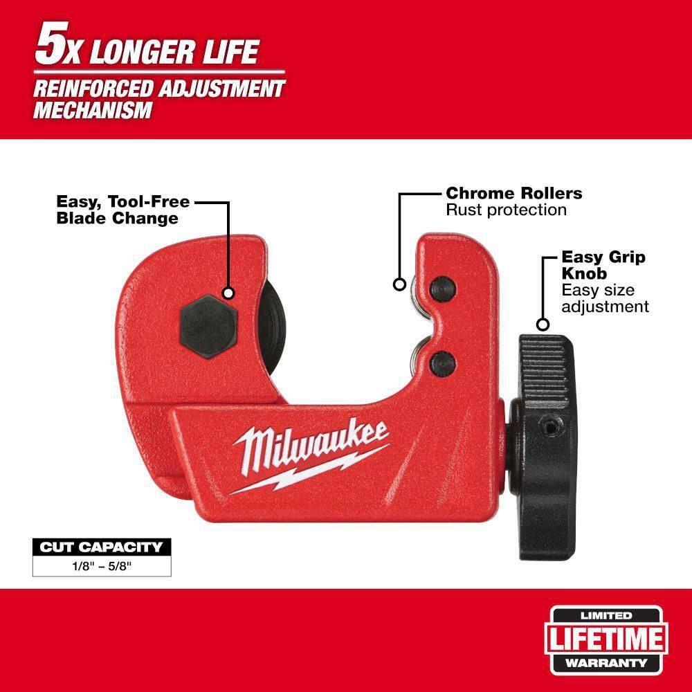 Milwaukee 1/2 in. Mini Copper Tubing Cutter with 2-Pack Replacement Cutter Wheels