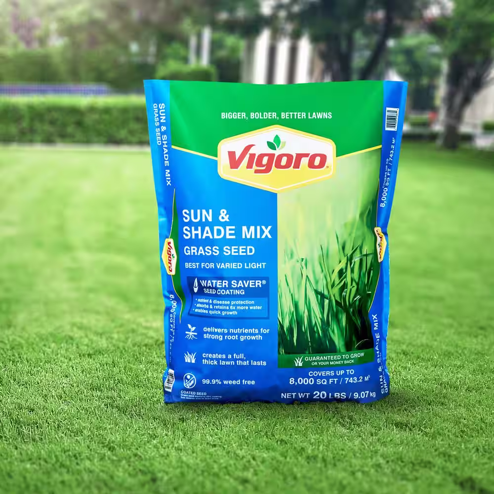Vigoro 20 lbs. Sun and Shade Grass Seed Mix with Water Saver Seed Coating
