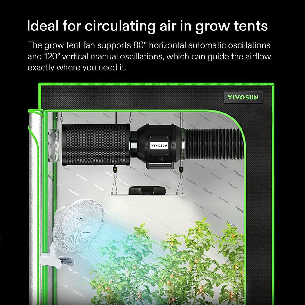 VIVOSUN AeroWave Portable 6 in. 2-Speed Clip Fan in White with Auto Oscillating for grow tents (2-Pack)
