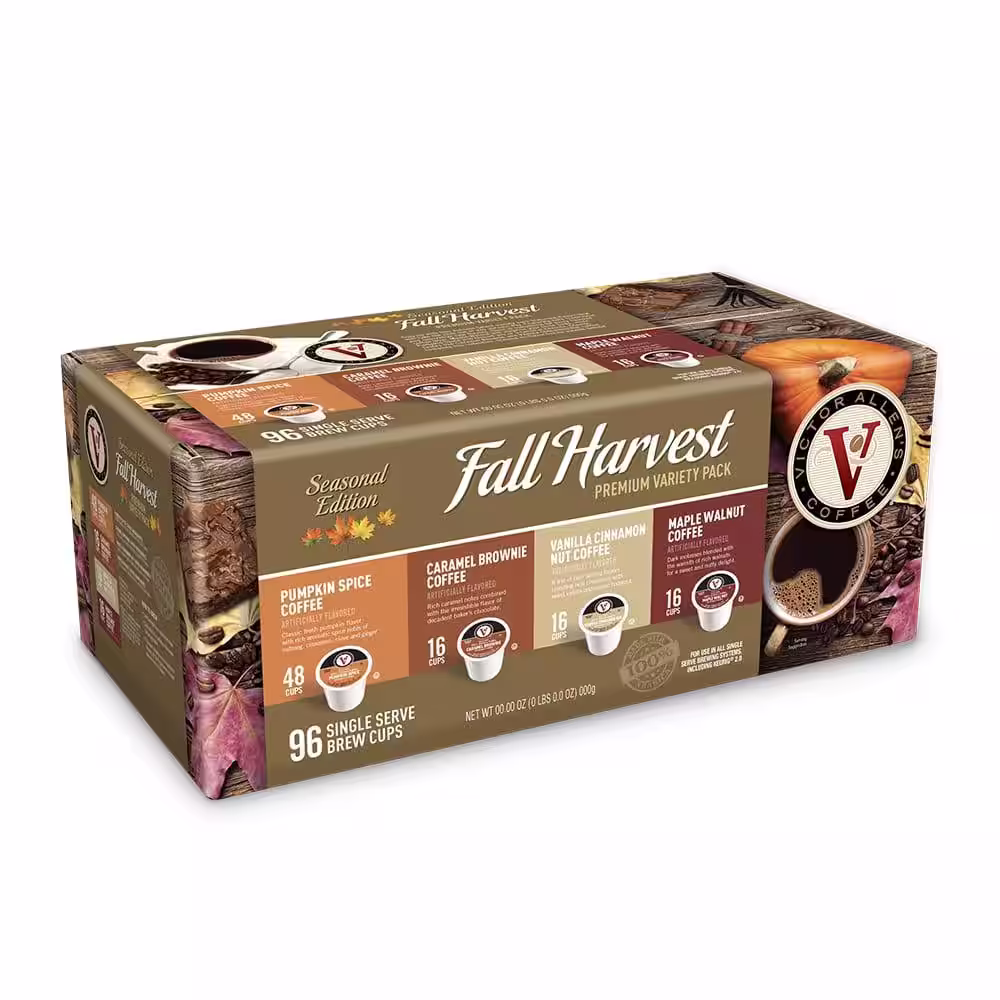 Victor Allen's Fall Harvest Coffee Variety Pack Medium Roast Single Serve Coffee Pods for Keurig K-Cup Brewers (96-Count)