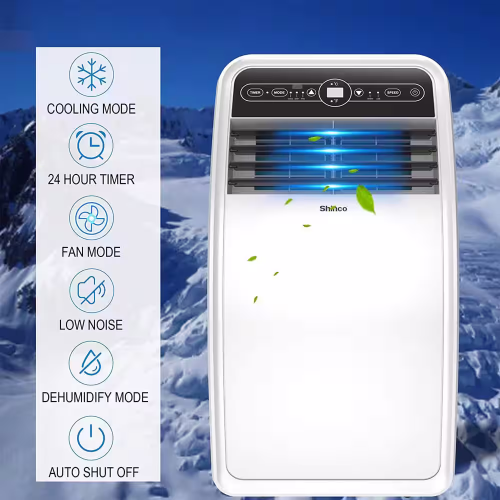 Shinco 8000 BTU Portable AC Unit, Dehumidifier, and Fan for 200 SqFt Rooms