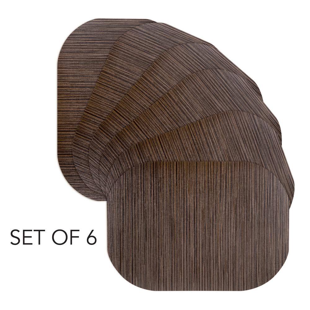 DASCO Easy Care Grasscloth/Oval 17 in. x 12 in. Bronze Vinyl Placemats (Set of 6)