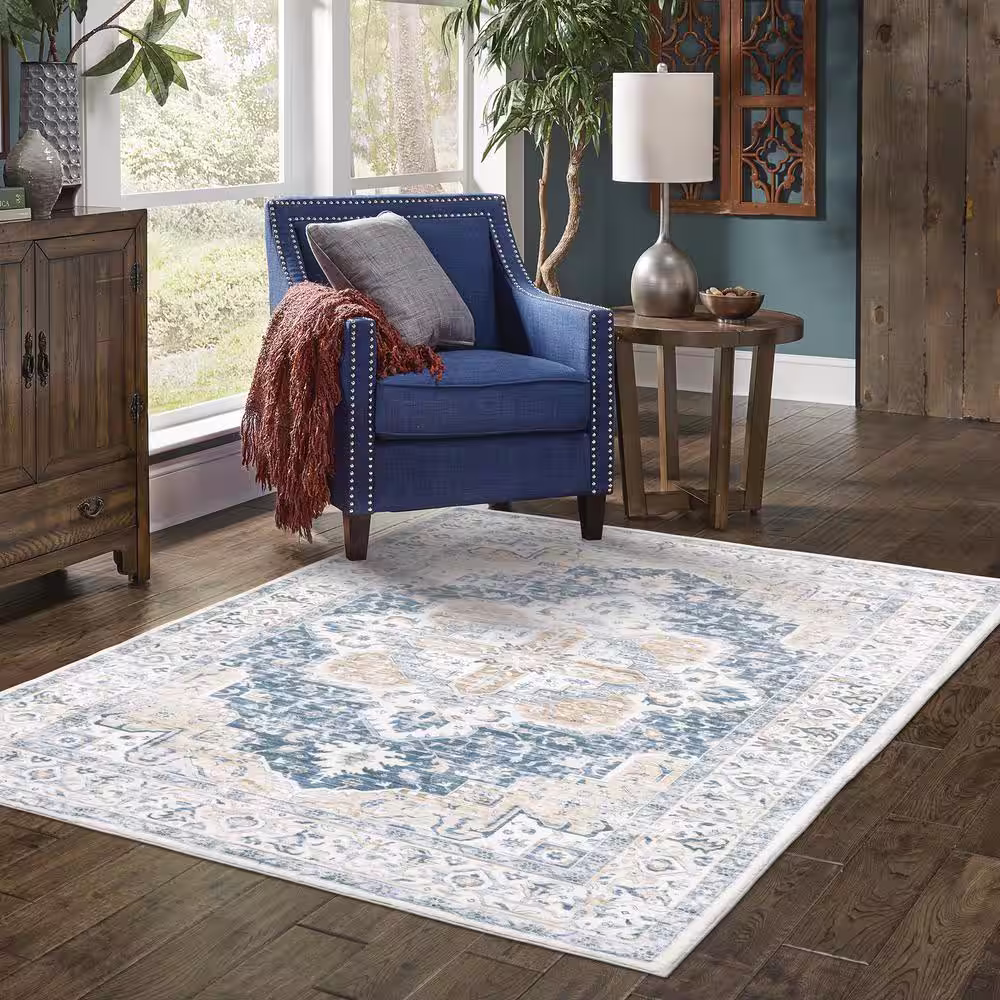 None Bazaar Brea Blue 8 ft. x 10 ft. Area Rug